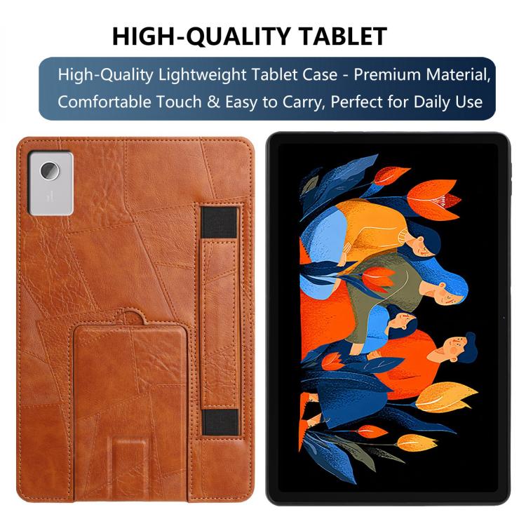 For Lenovo Idea Tab Plus 12.1 2025 Wristband Retro Vegan Leather Back Tablet Case with Holder
