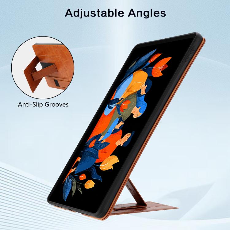 For Lenovo Idea Tab Plus 12.1 2025 Wristband Retro Vegan Leather Back Tablet Case with Holder