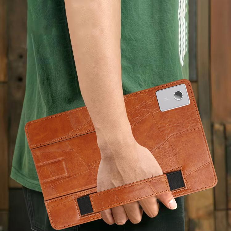 For Lenovo Idea Tab Plus 12.1 2025 Wristband Retro Vegan Leather Back Tablet Case with Holder