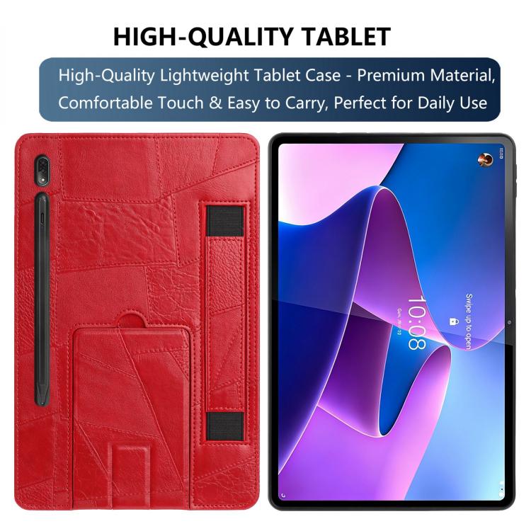 For Lenovo P12 Pro 12.7 2025 Wristband Retro Vegan Leather Back Tablet Case with Holder