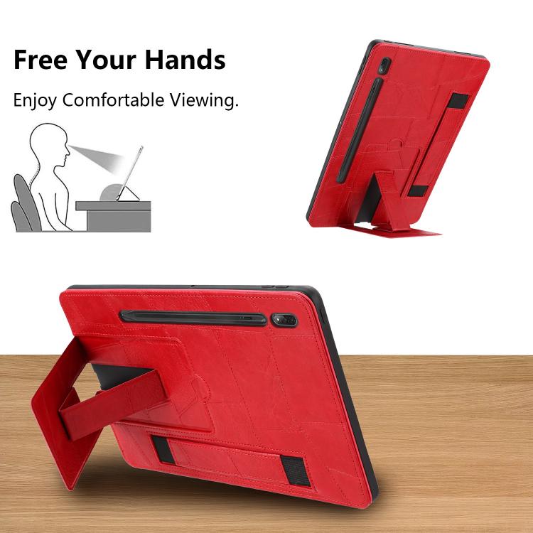 For Lenovo P12 Pro 12.7 2025 Wristband Retro Vegan Leather Back Tablet Case with Holder