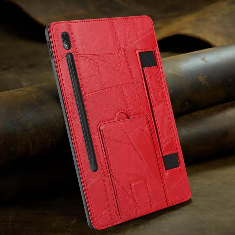 For Lenovo P12 Pro 12.7 2025 Wristband Retro Vegan Leather Back Tablet Case with Holder