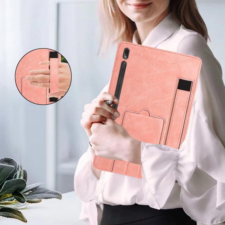 For Lenovo P12 Pro 12.7 2025 Wristband Retro Vegan Leather Back Tablet Case with Holder
