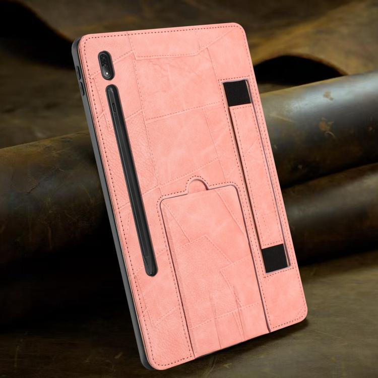 For Lenovo P12 Pro 12.7 2025 Wristband Retro Vegan Leather Back Tablet Case with Holder