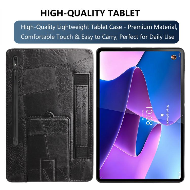 For Lenovo P12 Pro 12.7 2025 Wristband Retro Vegan Leather Back Tablet Case with Holder