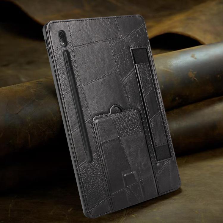 For Lenovo P12 Pro 12.7 2025 Wristband Retro Vegan Leather Back Tablet Case with Holder