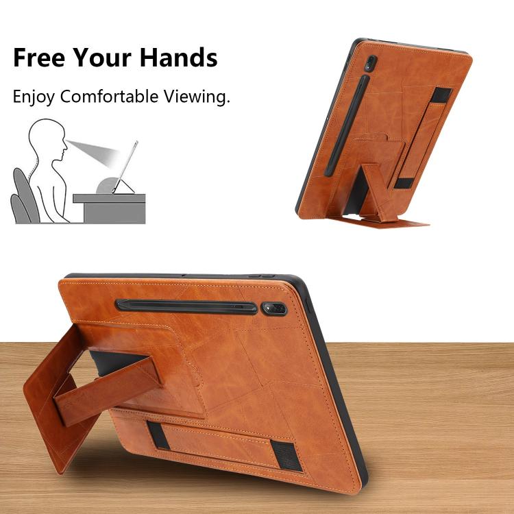 For Lenovo P12 Pro 12.7 2025 Wristband Retro Vegan Leather Back Tablet Case with Holder