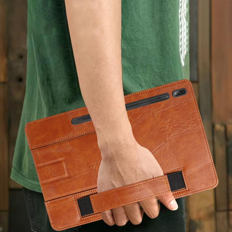 For Lenovo P12 Pro 12.7 2025 Wristband Retro Vegan Leather Back Tablet Case with Holder