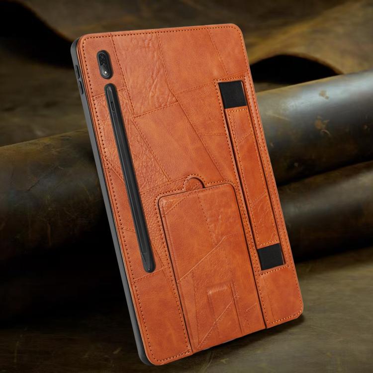 For Lenovo P12 Pro 12.7 2025 Wristband Retro Vegan Leather Back Tablet Case with Holder