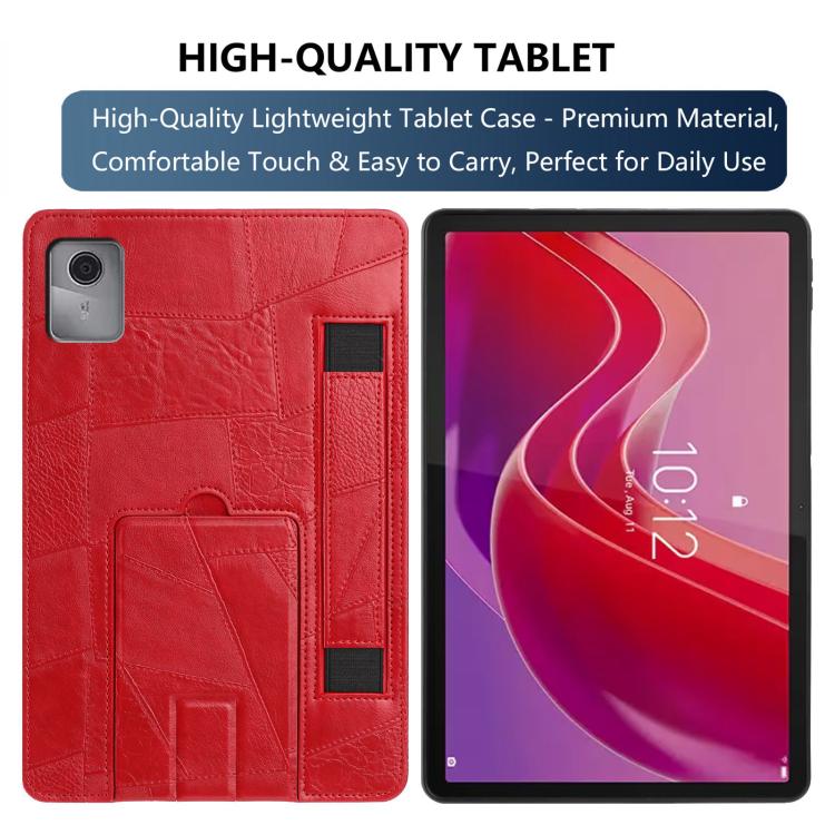 For Lenovo Tab M11/ Xiaoxin Pad 11 2024 Wristband Retro Vegan Leather Back Tablet Case with Holder