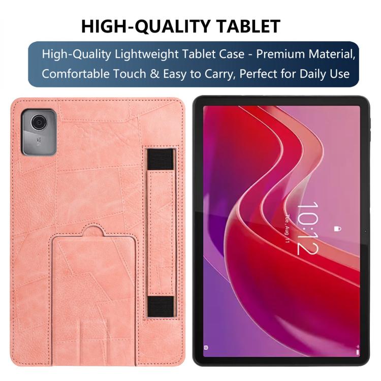 For Lenovo Tab M11/ Xiaoxin Pad 11 2024 Wristband Retro Vegan Leather Back Tablet Case with Holder