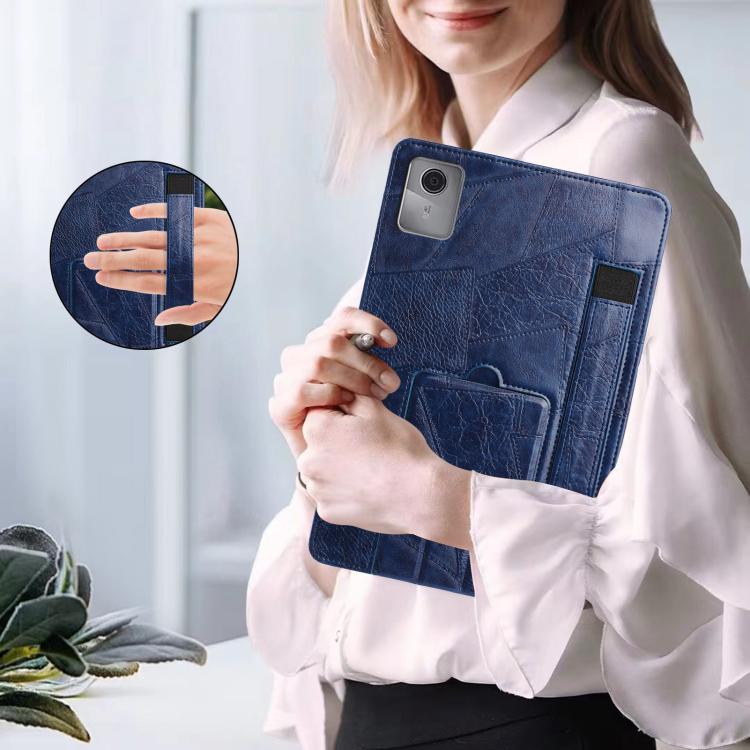 For Lenovo Tab M11/ Xiaoxin Pad 11 2024 Wristband Retro Vegan Leather Back Tablet Case with Holder