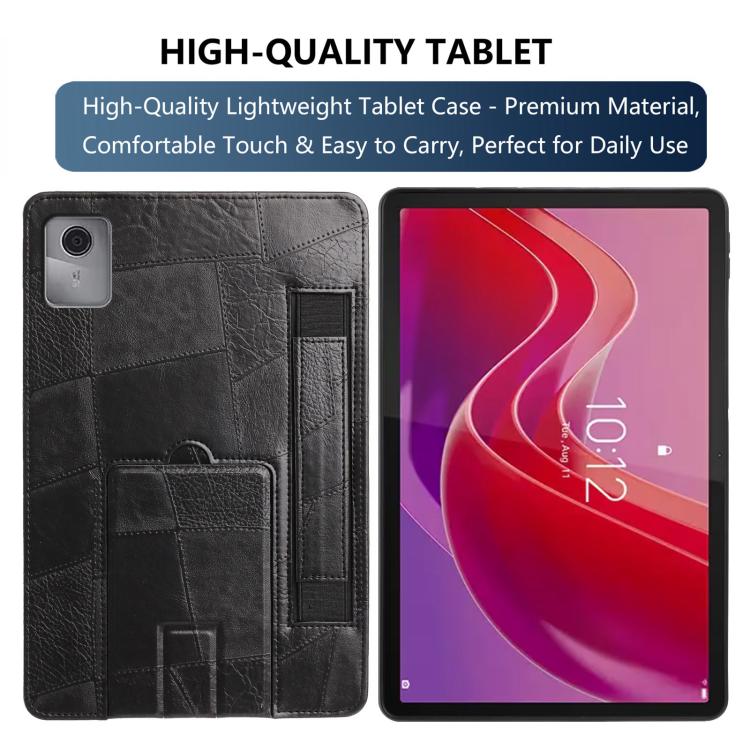 For Lenovo Tab M11/ Xiaoxin Pad 11 2024 Wristband Retro Vegan Leather Back Tablet Case with Holder