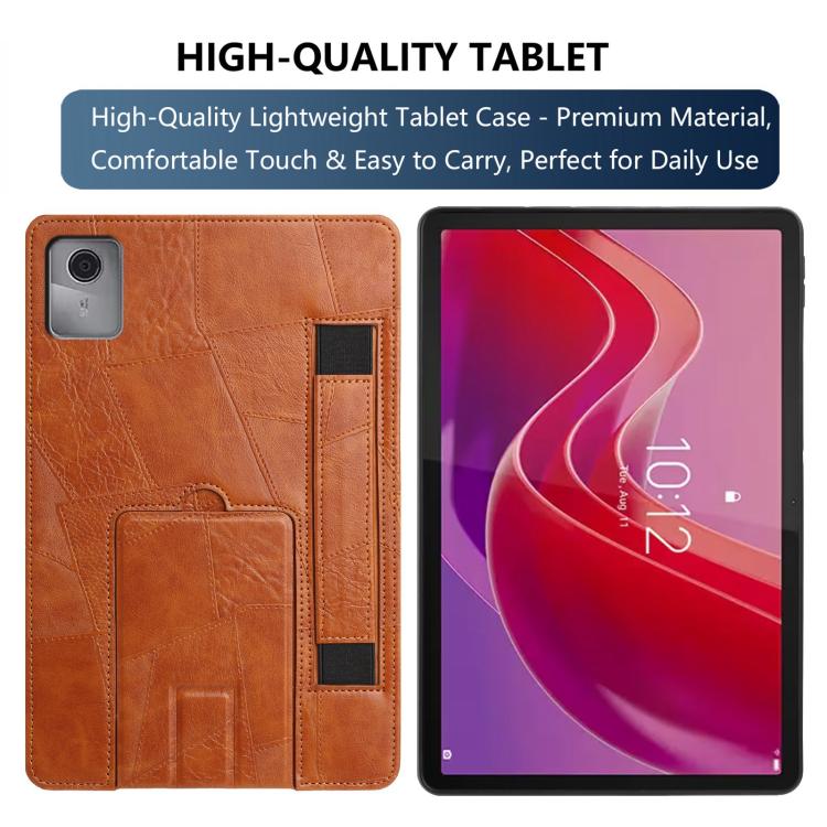 For Lenovo Tab M11/ Xiaoxin Pad 11 2024 Wristband Retro Vegan Leather Back Tablet Case with Holder