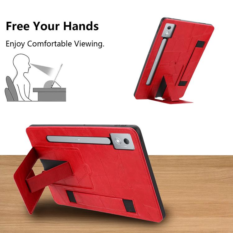 For Lenovo Xiaoxin Pro 12.7 2023 Wristband Retro Vegan Leather Back Tablet Case with Holder