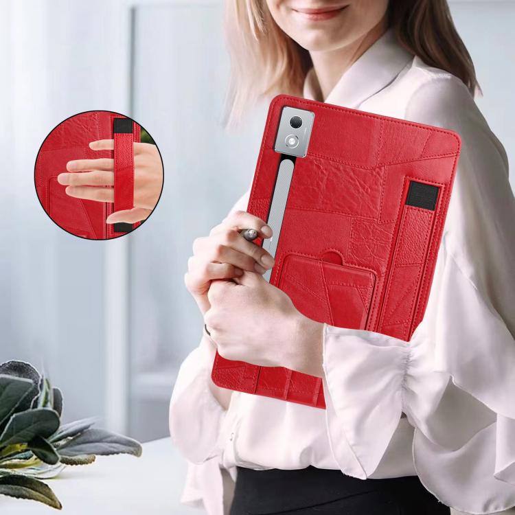 For Lenovo Xiaoxin Pro 12.7 2023 Wristband Retro Vegan Leather Back Tablet Case with Holder