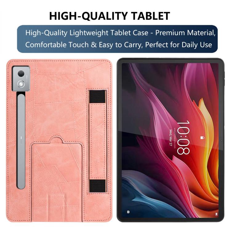 For Lenovo Xiaoxin Pro 12.7 2023 Wristband Retro Vegan Leather Back Tablet Case with Holder