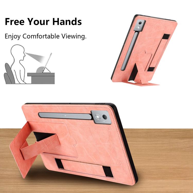 For Lenovo Xiaoxin Pro 12.7 2023 Wristband Retro Vegan Leather Back Tablet Case with Holder