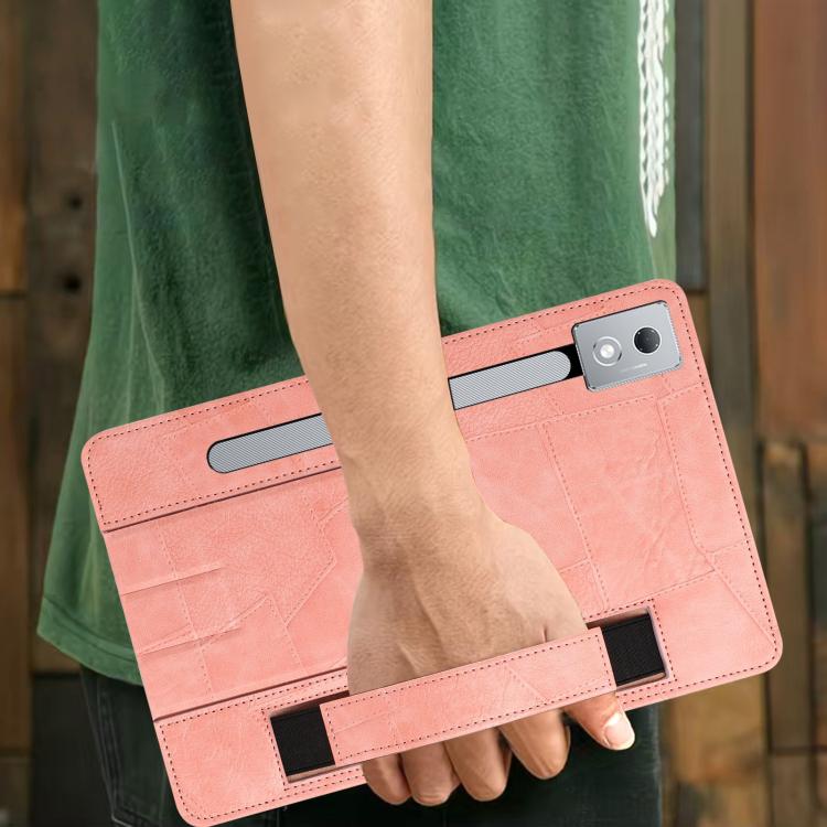 For Lenovo Xiaoxin Pro 12.7 2023 Wristband Retro Vegan Leather Back Tablet Case with Holder