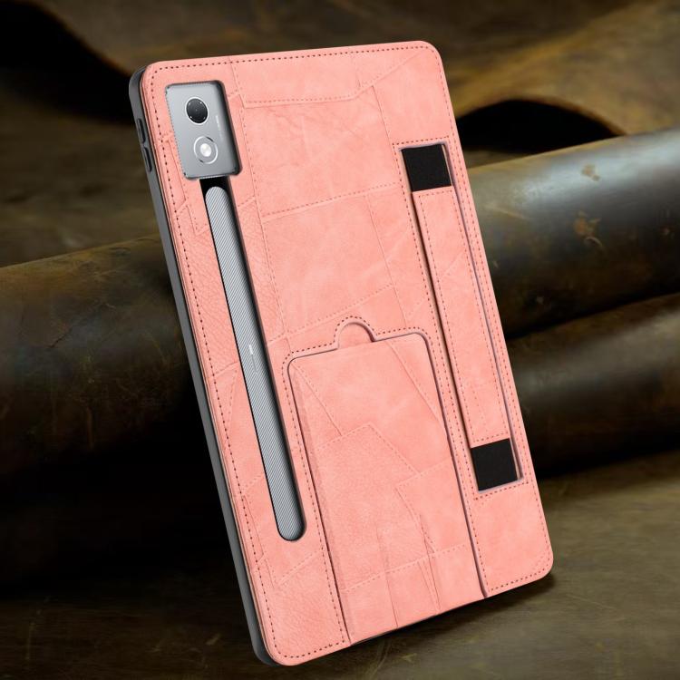 For Lenovo Xiaoxin Pro 12.7 2023 Wristband Retro Vegan Leather Back Tablet Case with Holder