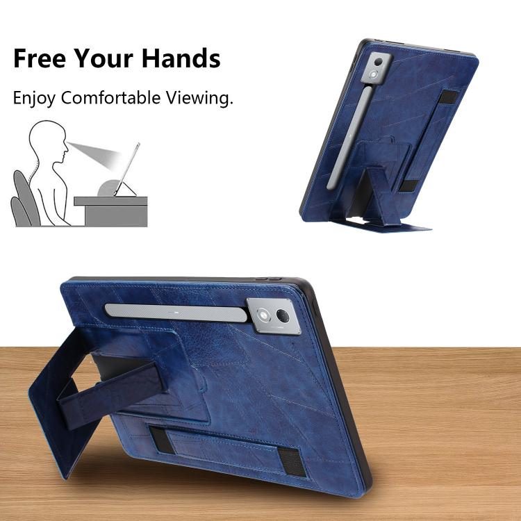 For Lenovo Xiaoxin Pro 12.7 2023 Wristband Retro Vegan Leather Back Tablet Case with Holder