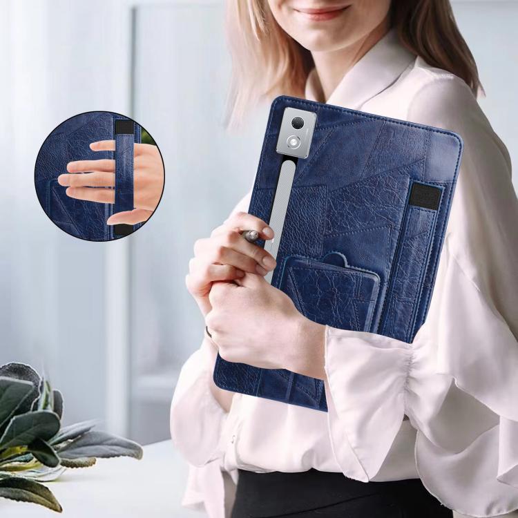 For Lenovo Xiaoxin Pro 12.7 2023 Wristband Retro Vegan Leather Back Tablet Case with Holder