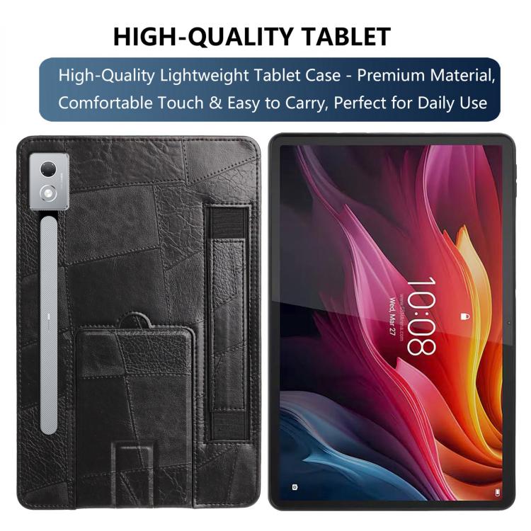 For Lenovo Xiaoxin Pro 12.7 2023 Wristband Retro Vegan Leather Back Tablet Case with Holder