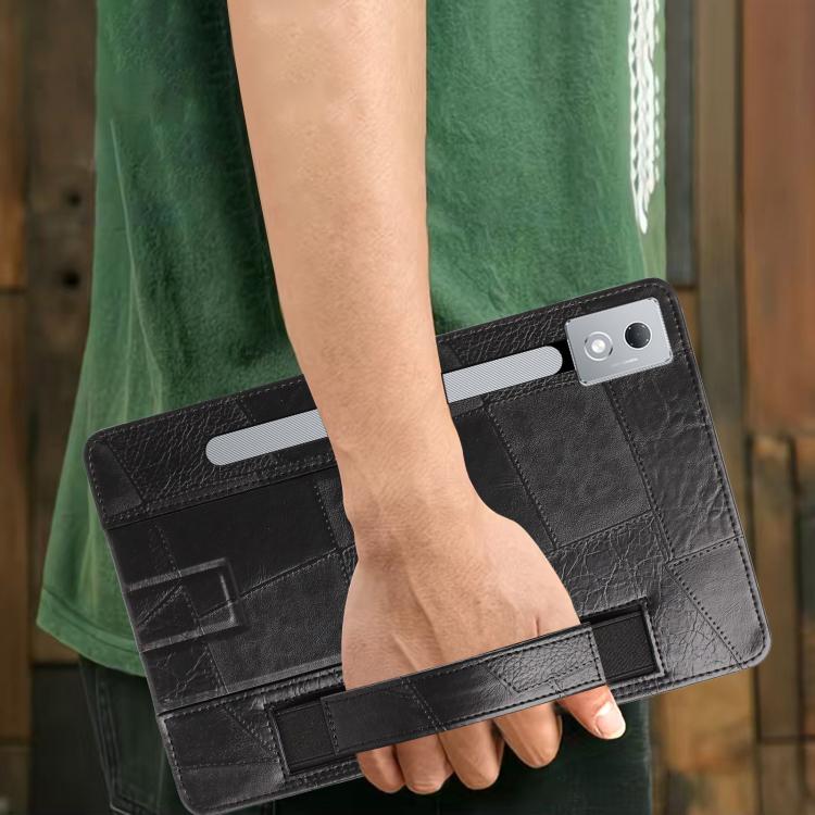 For Lenovo Xiaoxin Pro 12.7 2023 Wristband Retro Vegan Leather Back Tablet Case with Holder