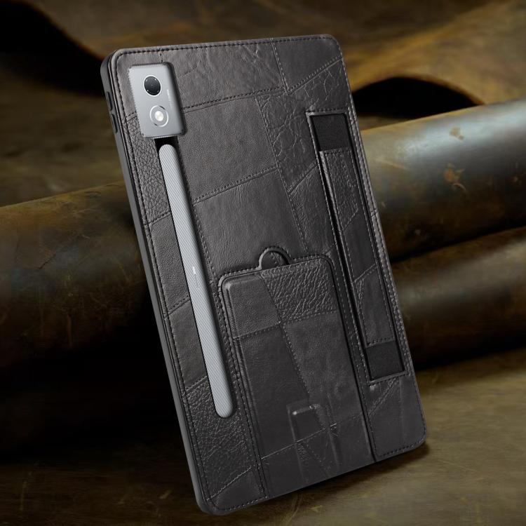 For Lenovo Xiaoxin Pro 12.7 2023 Wristband Retro Vegan Leather Back Tablet Case with Holder
