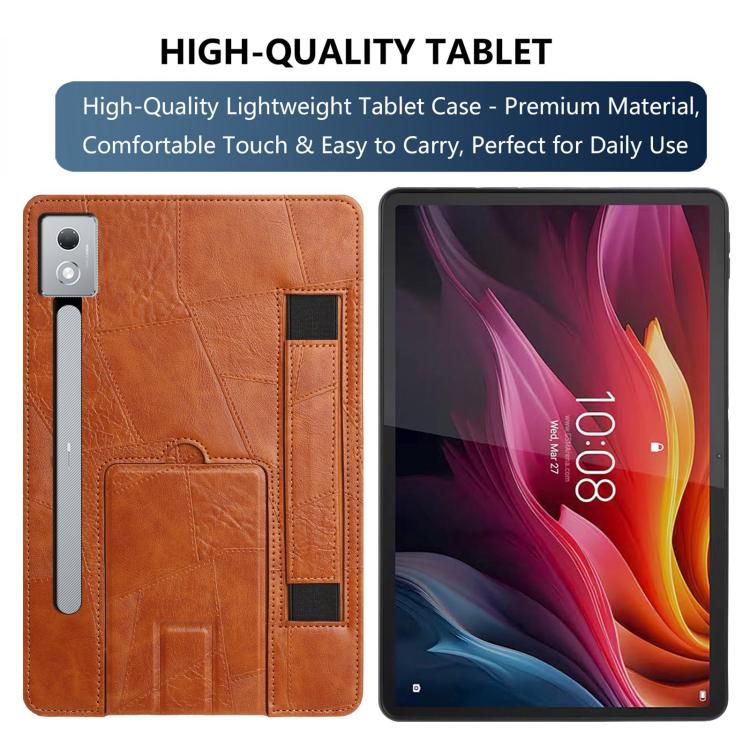 For Lenovo Xiaoxin Pro 12.7 2023 Wristband Retro Vegan Leather Back Tablet Case with Holder