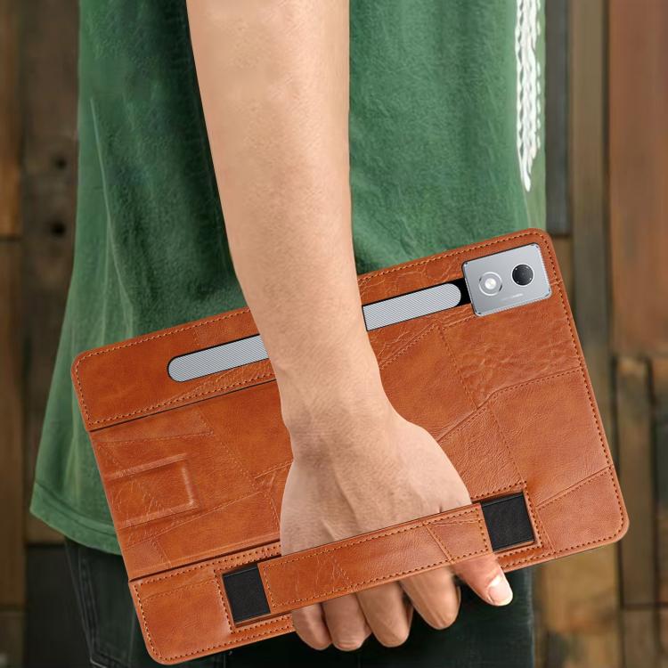 For Lenovo Xiaoxin Pro 12.7 2023 Wristband Retro Vegan Leather Back Tablet Case with Holder