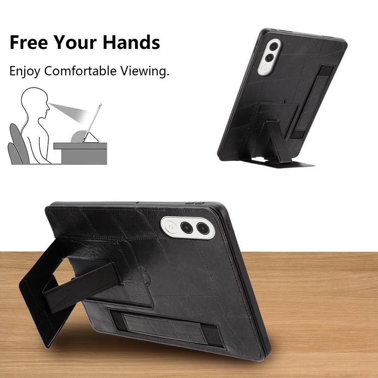 For Lenovo Xiaoxin Pro GT 11.1 2025 Wristband Retro Vegan Leather Back Tablet Case with Holder