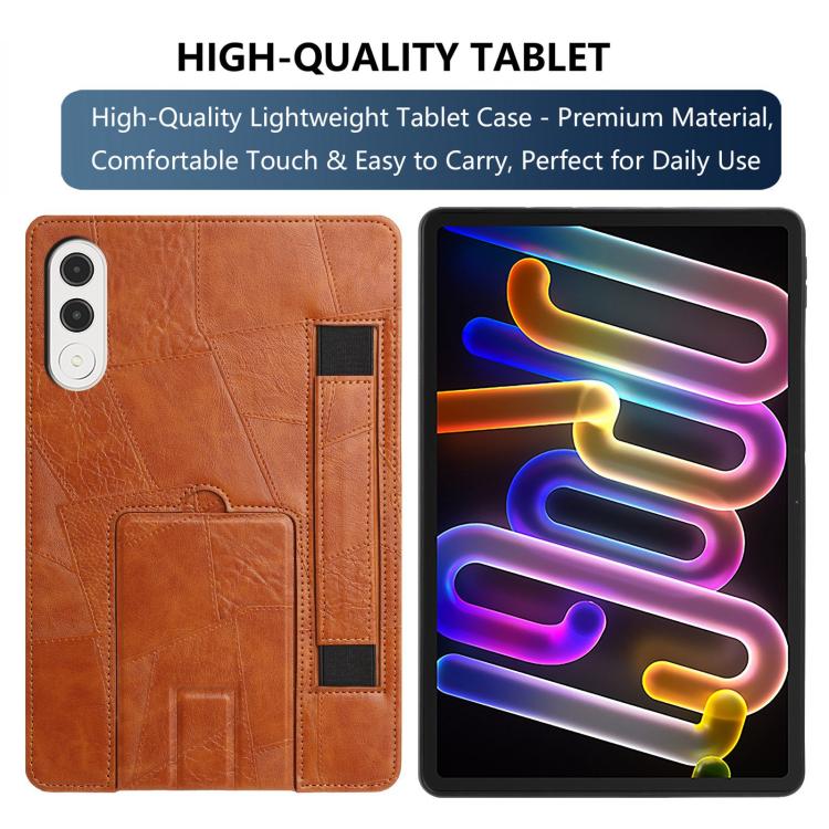 For Lenovo Xiaoxin Pro GT 11.1 2025 Wristband Retro Vegan Leather Back Tablet Case with Holder