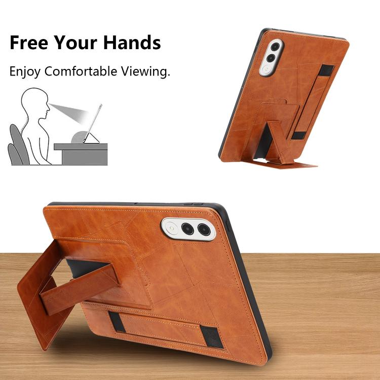 For Lenovo Xiaoxin Pro GT 11.1 2025 Wristband Retro Vegan Leather Back Tablet Case with Holder