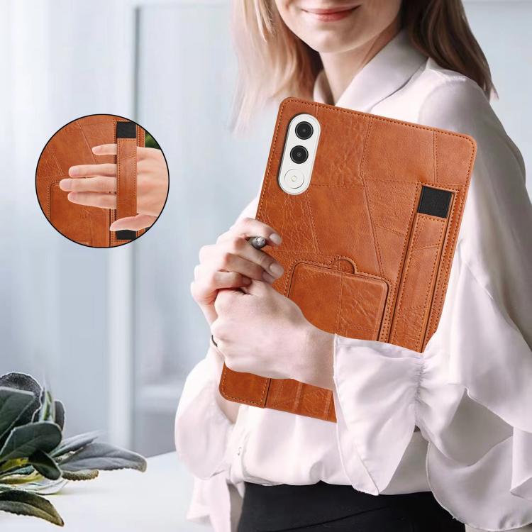 For Lenovo Xiaoxin Pro GT 11.1 2025 Wristband Retro Vegan Leather Back Tablet Case with Holder