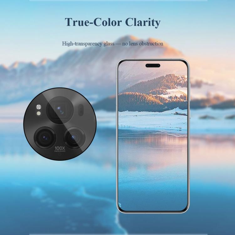 For Honor Magic6 Pro LeReach TF Series Snap Version HD Wear-Resistant Camera Lens Glass Film - Clear with Black Frame