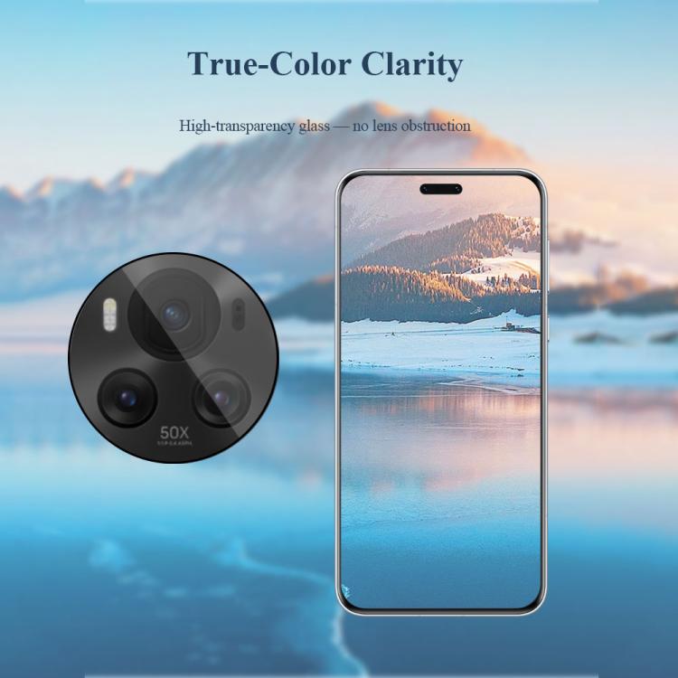 For Honor Magic6 2pcs/Set LeReach TF Series Snap Version HD Wear-Resistant Camera Lens Glass Film - Clear with Black Frame