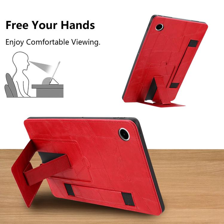 For Galaxy Tab A11+ / A9+ Wristband Retro Vegan Leather Back Tablet Case with Holder