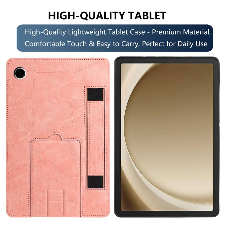 For Galaxy Tab A11+ / A9+ Wristband Retro Vegan Leather Back Tablet Case with Holder