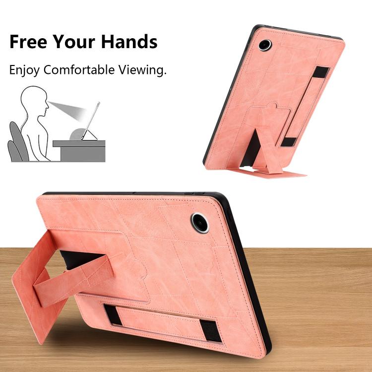 For Galaxy Tab A11+ / A9+ Wristband Retro Vegan Leather Back Tablet Case with Holder