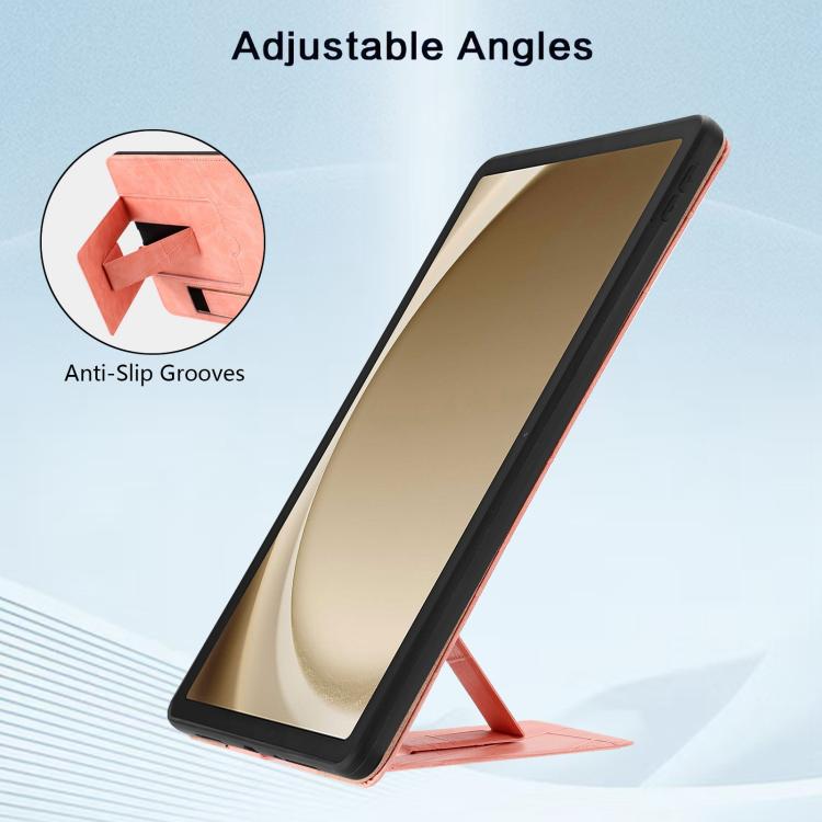 For Galaxy Tab A11+ / A9+ Wristband Retro Vegan Leather Back Tablet Case with Holder