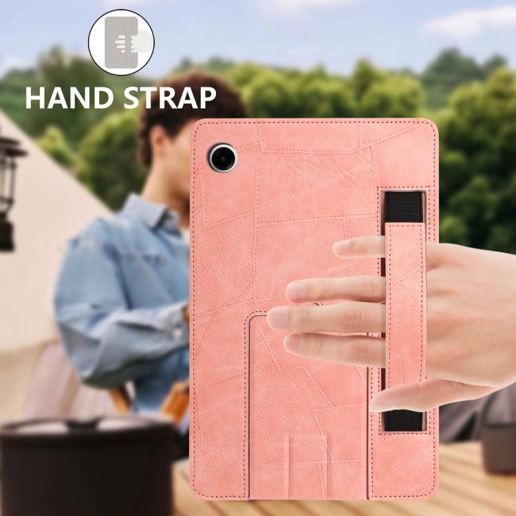 For Galaxy Tab A11+ / A9+ Wristband Retro Vegan Leather Back Tablet Case with Holder