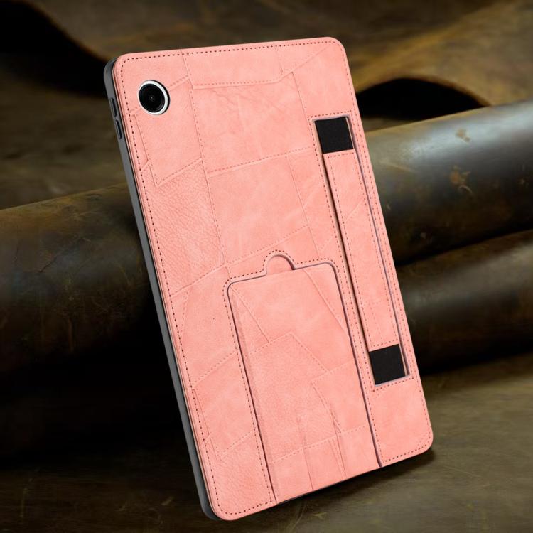 For Galaxy Tab A11+ / A9+ Wristband Retro Vegan Leather Back Tablet Case with Holder