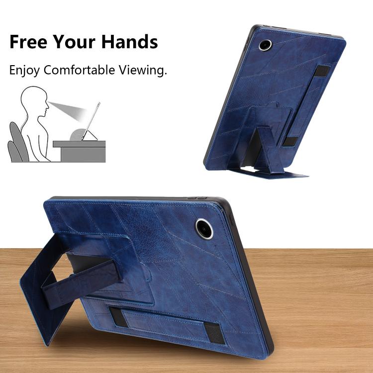 For Galaxy Tab A11+ / A9+ Wristband Retro Vegan Leather Back Tablet Case with Holder