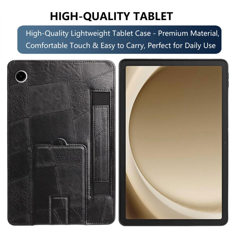 For Galaxy Tab A11+ / A9+ Wristband Retro Vegan Leather Back Tablet Case with Holder