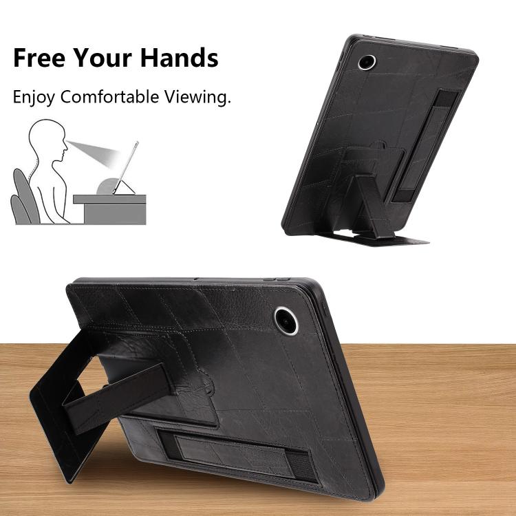For Galaxy Tab A11+ / A9+ Wristband Retro Vegan Leather Back Tablet Case with Holder