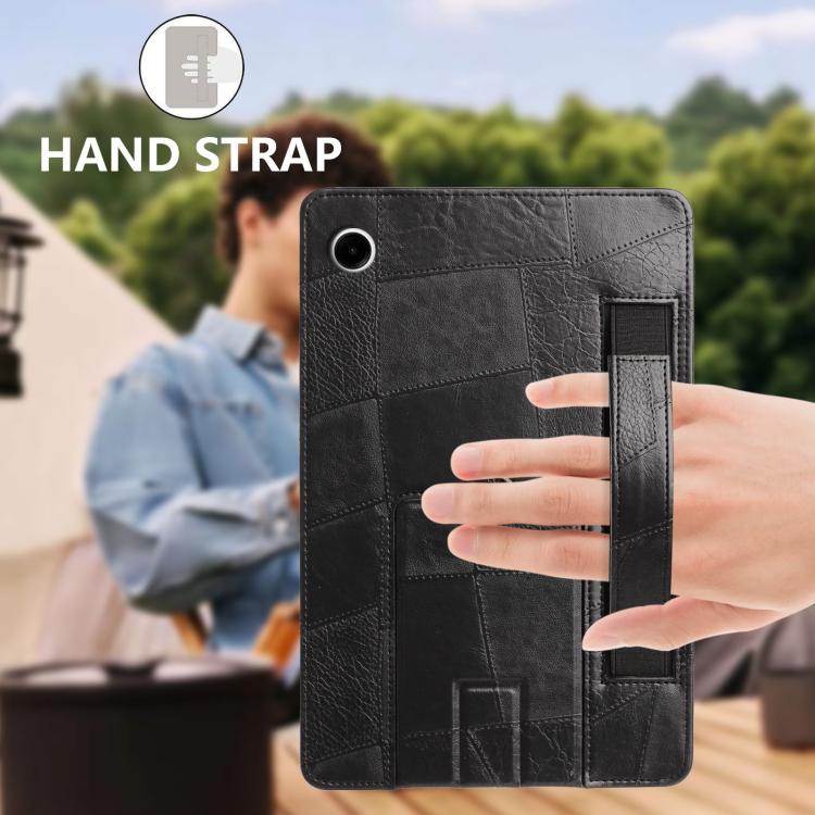 For Galaxy Tab A11+ / A9+ Wristband Retro Vegan Leather Back Tablet Case with Holder