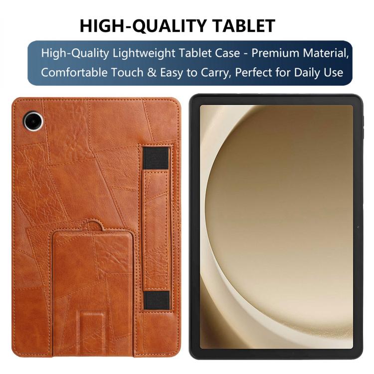 For Galaxy Tab A11+ / A9+ Wristband Retro Vegan Leather Back Tablet Case with Holder