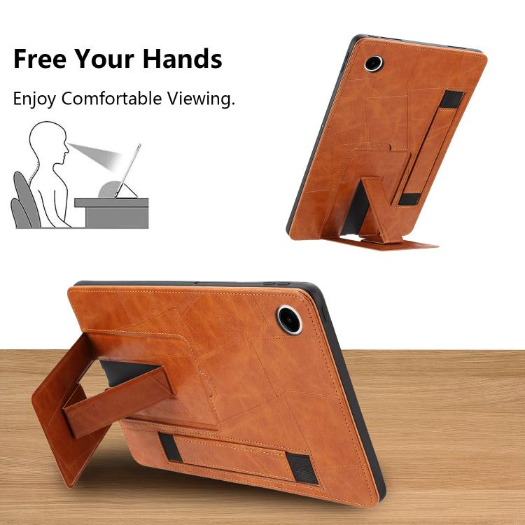 For Galaxy Tab A11+ / A9+ Wristband Retro Vegan Leather Back Tablet Case with Holder