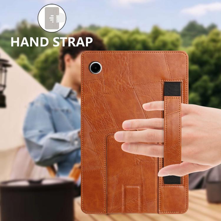 For Galaxy Tab A11+ / A9+ Wristband Retro Vegan Leather Back Tablet Case with Holder